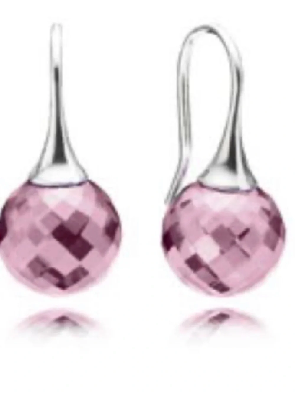 Pandora Pink Faceted Crystal Drop Earrings with Silver Hooks
